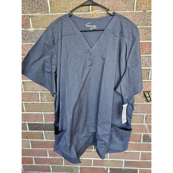 NEW nwt Butter-Soft Scrub Shirt Women's Plus Size 4xl Blue Top - Picture 1 of 5